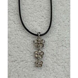 VTG Kuuipo Hawaiian Sterling Silver Flower Pendant Necklace Pink Stone Coquette